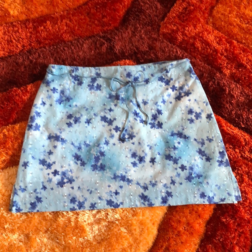 Vintage blue eyelet mini with matching belt